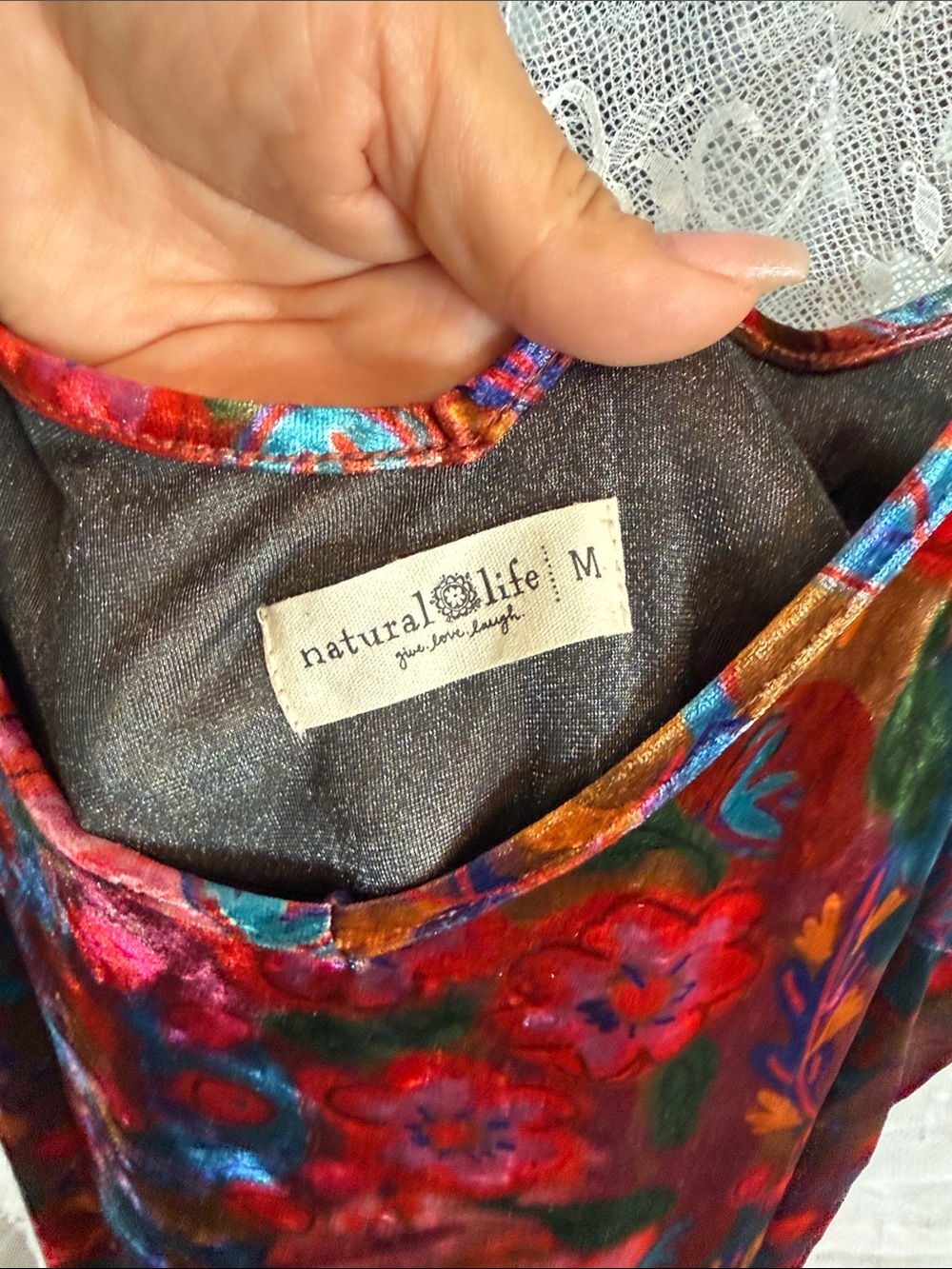 NATURAL LIFE Multicolor Floral Maxi Slip Dress with Pink & Blue Accents - Picture 3 of 5